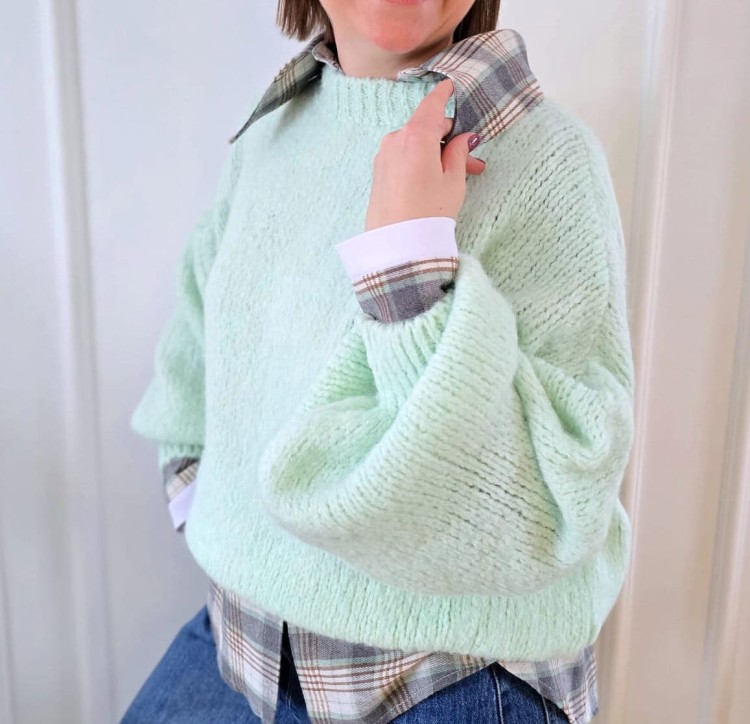 Sweter oversize miętowy