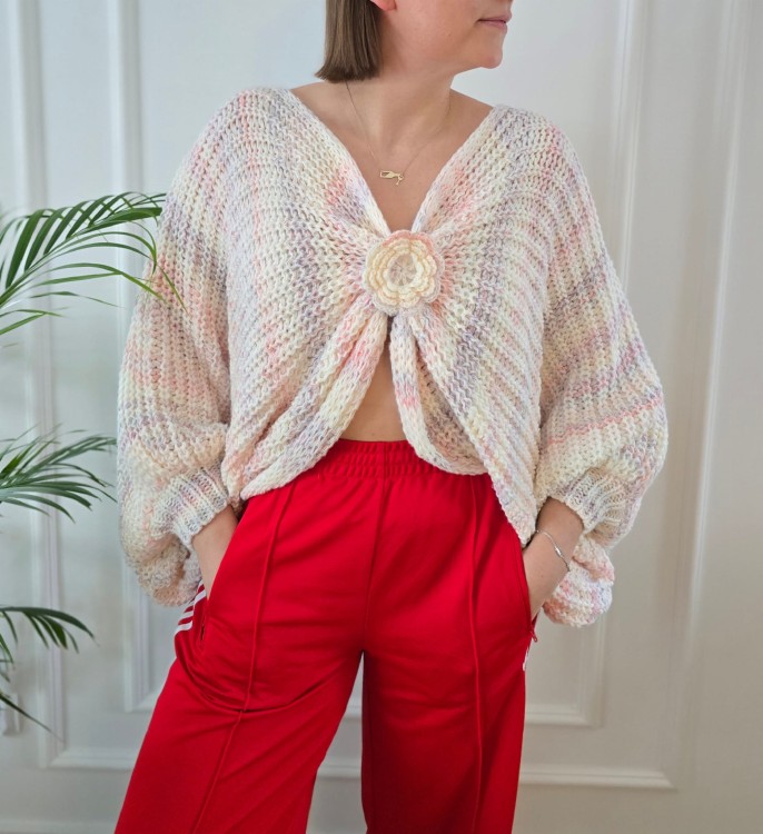 Sweter typu motyl różowy pastelowy
