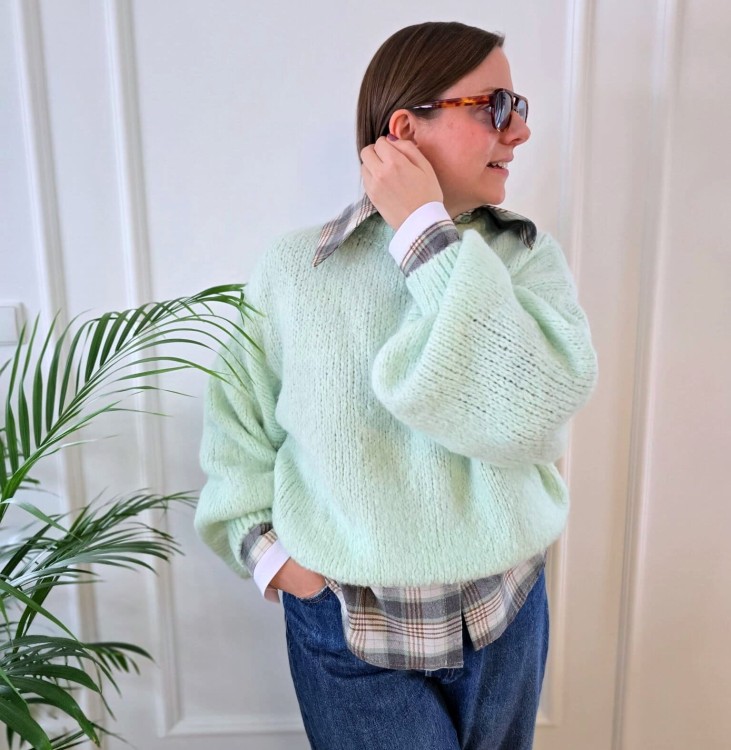 Sweter oversize miętowy