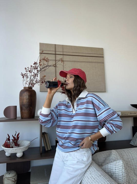 Bluza polo niebieska w paski