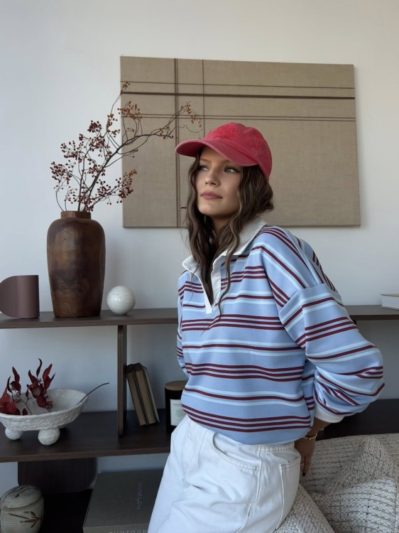 Bluza polo niebieska w paski