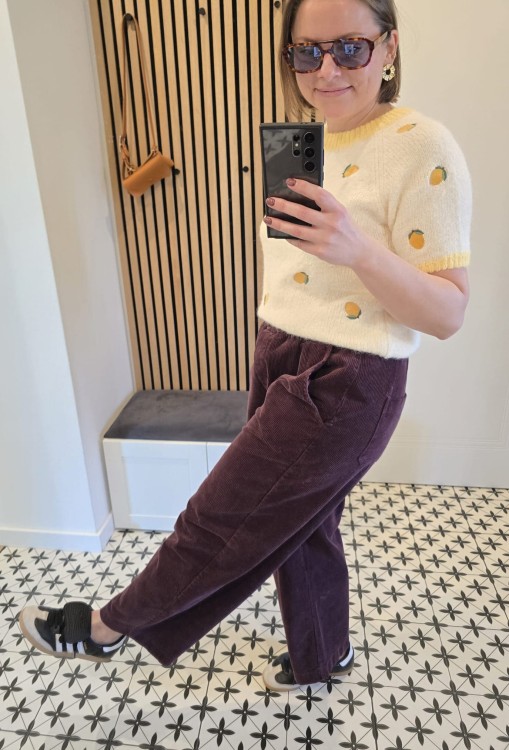 Sweter z krótkim rękawem cytryna