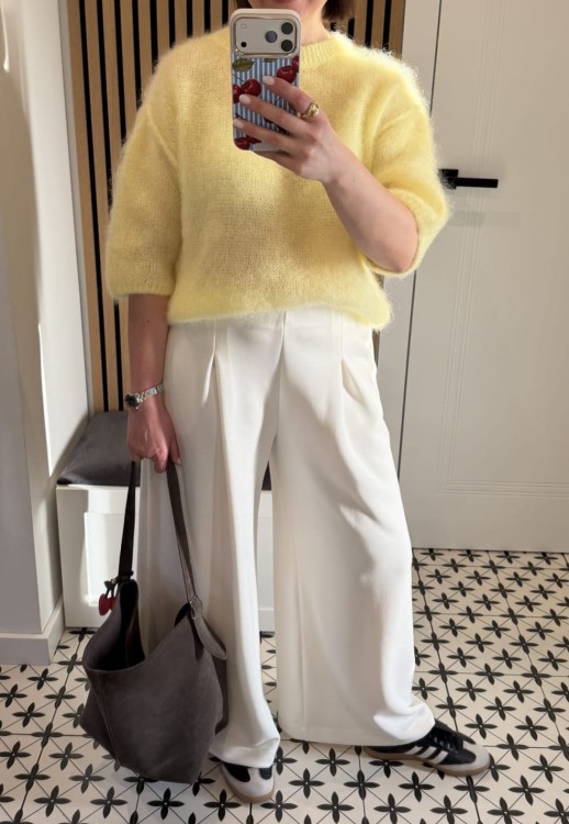 Sweter 80% kid moher żółty