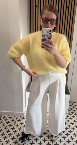 Sweter 80% kid moher żółty