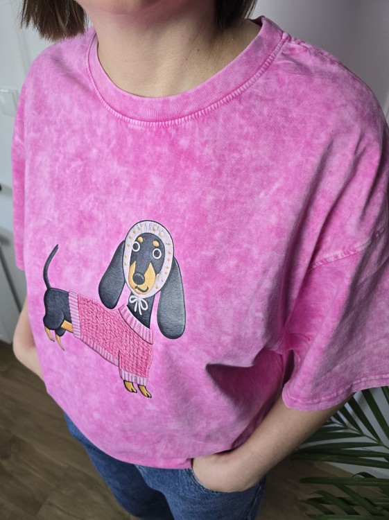 T-shirt Jamnik różowy